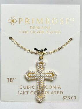 Charming Crystal CZ cross pendant necklace